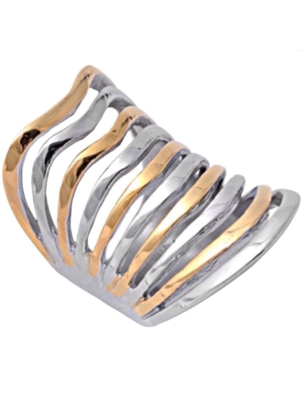 Stainless Steel Two-Tone Freeform Ring (NWT) (Size: 6) - Picture 12 of 12